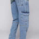 GELFAND - Loose Fit Cargo Pant with Adjustable Hems - Dark Stone Denim