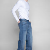 BOYCHIK RELAXED WIDE RAW DENIM PANT - DARK VINTAGE BLUE WASH