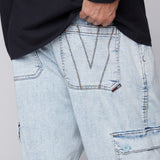 GELFAND - Pantalon cargo coupe ample avec ourlets ajustables - Denim Bleu Pâle
