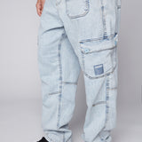GELFAND - Pantalon cargo coupe ample avec ourlets ajustables - Denim Bleu Pâle