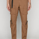TRAVIS - Utility Cargo Stretch Poplin Pants with Adjustable Hem - Tobacco