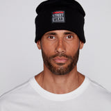 Tuque à revers avec écusson large à logo- Noire