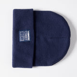 Cuffed Knitted Beanie With Large Logo Patch - DEEP NAVY