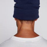 Cuffed Knitted Beanie With Large Logo Patch - DEEP NAVY