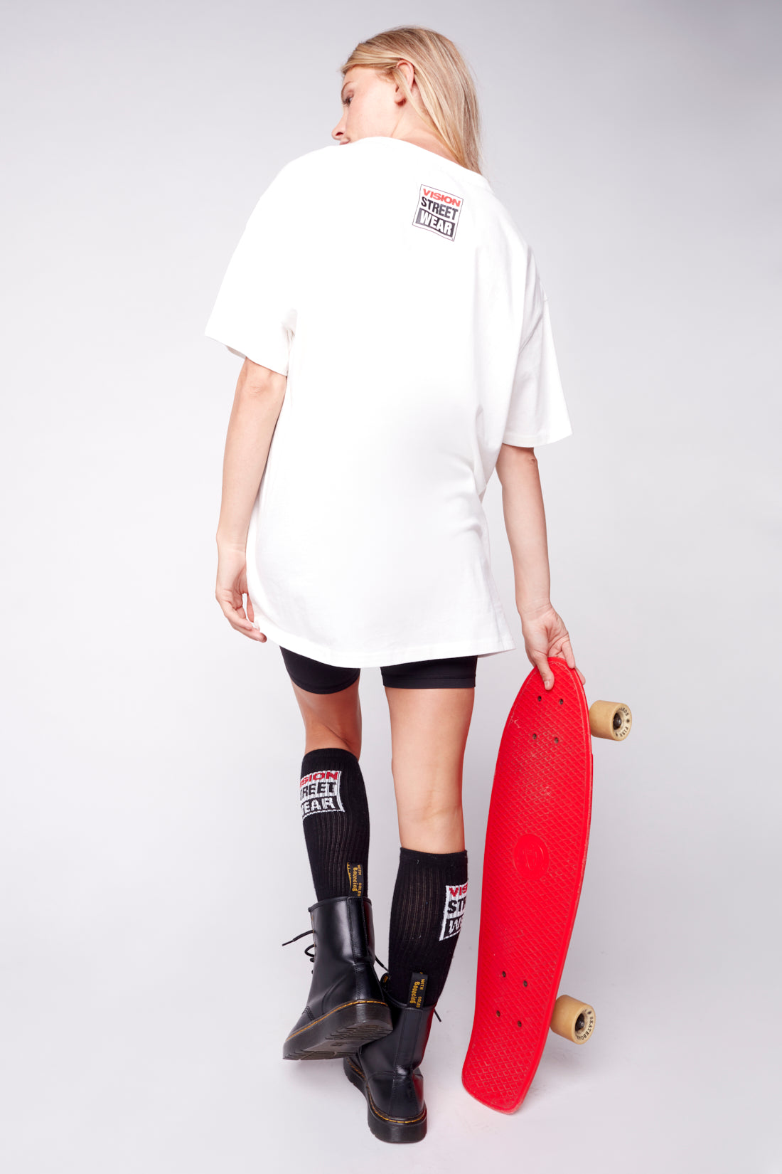 Vision Street Wear Face Print Logo T-Shirt Ivory