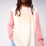 Vision Street Wear Fisheye Large Logo Print T-Shirt Bone & Dusty Rose